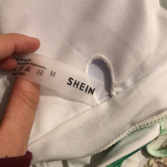 Green tie dye top and white biniki bottoms - Picture 2 of 2